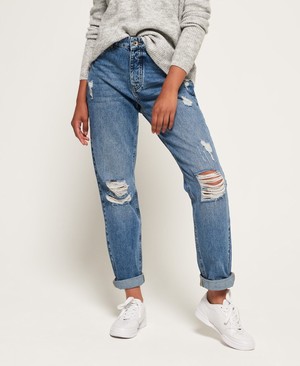 Superdry Harper Boyfriend Női Farmer Kék | NXMLE7415